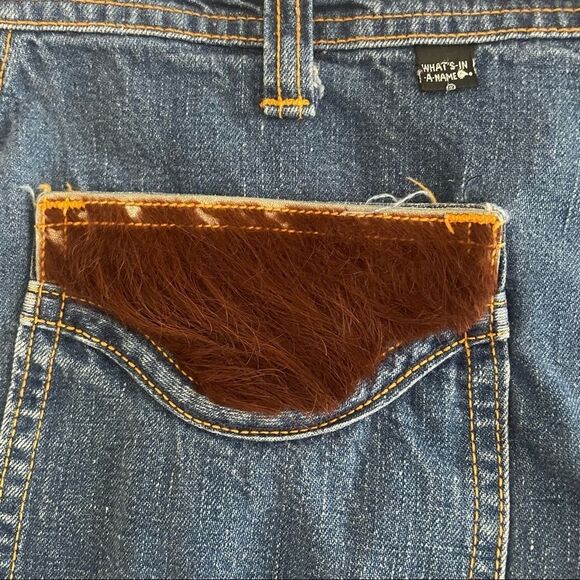 VINTAGE What’s In A Name Leather Pony Patch Pocket Jeans - Picture 5 of 11